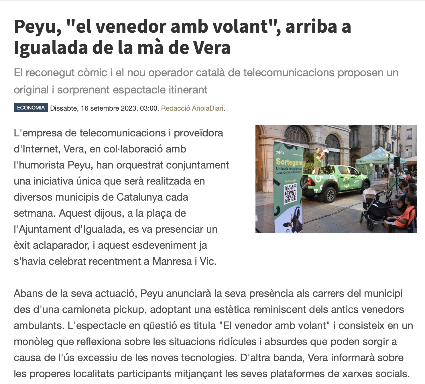 Acción de WeAreCentric para vera con el humorista Peyu