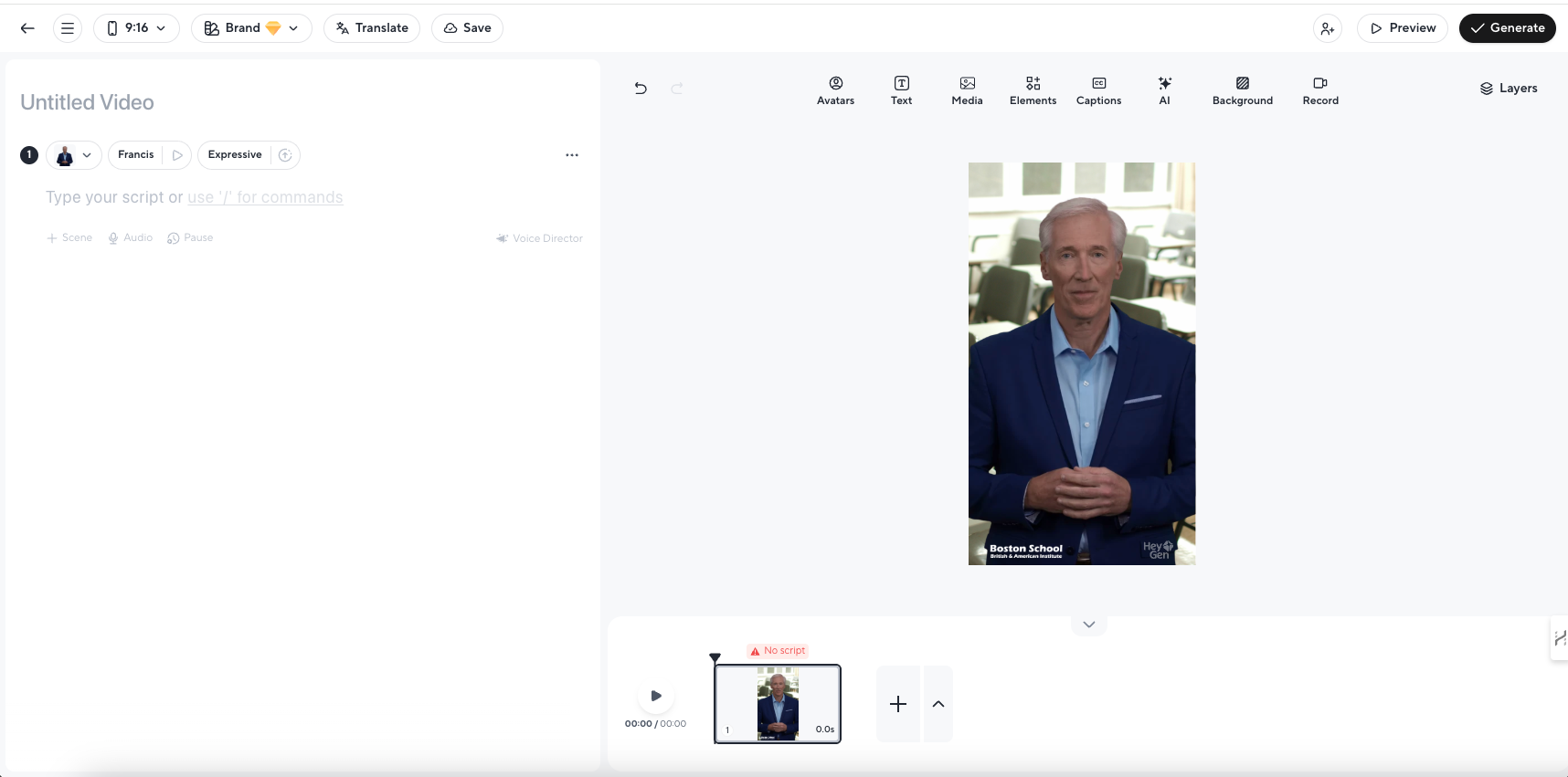 Proceso de creación de avatares de IA consistentes para academias de inglés usando HeyGen.