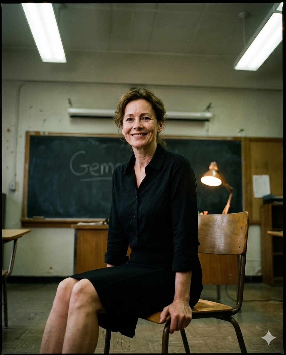 Personaje generado por IA consistente mostrando realismo cinematográfico en un entorno de trabajo