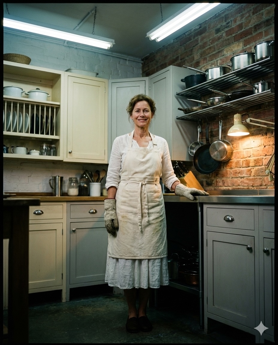 Personaje generado por IA consistente mostrando realismo cinematográfico en un entorno de trabajo